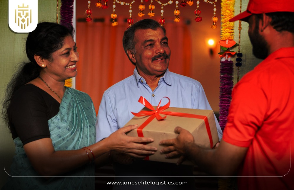 image of a happy customer receiving a parcel | JEL